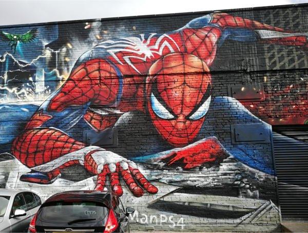 Spiderman carpark graffiti piece 