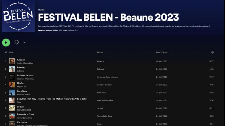 Découvrez la playlist du Festival Belen