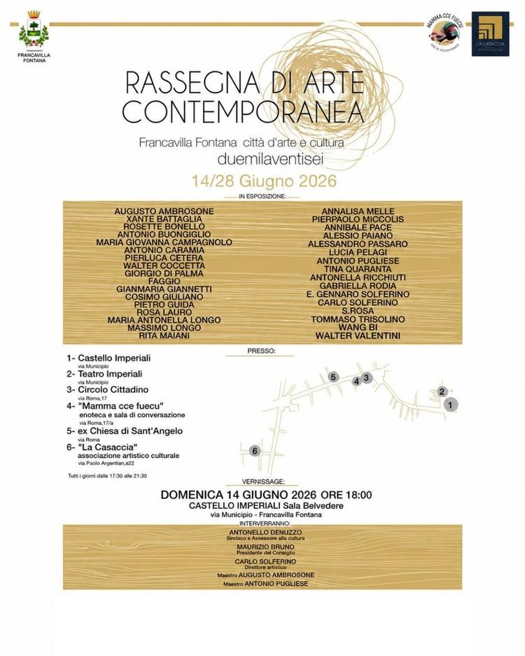 Rassegna di Arte Contemporanea 2026 Domenica 14 giugno alle ore 18:00, nella Sala Belvedere di Castello Imperiali, si ap...