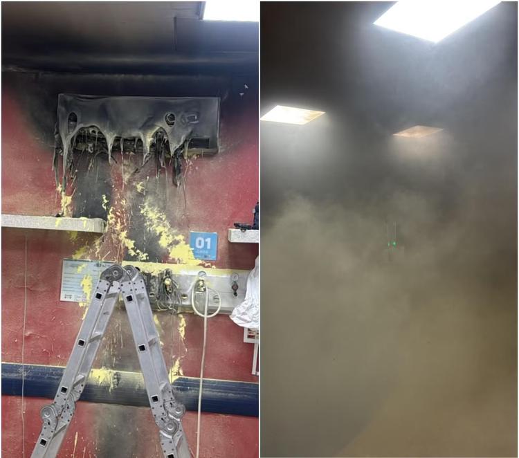 Ar-condicionado derrete após incêndio em hospital de MT