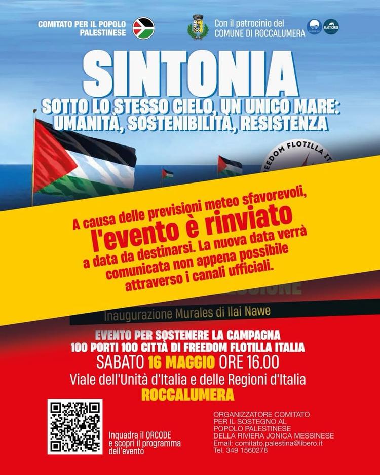 🌧️ COMUNICAZIONE IMPORTANTE: EVENTO RINVIATO Si informa la cittadinanza che, a causa delle previsioni meteo sfavorevoli...