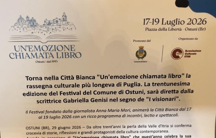 Ostuni: presentata la 31esima edizione de”Un emozione chiamata libro”