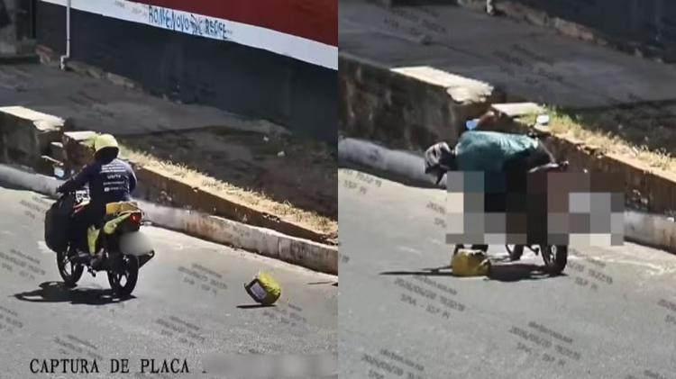 VÍDEO: Motociclista é identificado após furtar caixa com 18 celulares que caiu em rua de Teresina