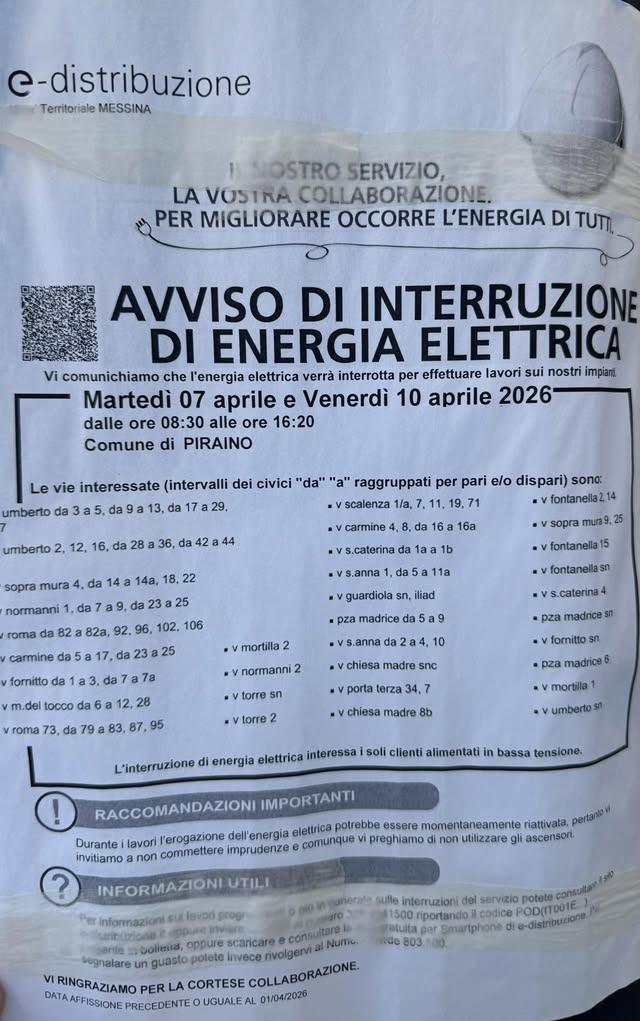 ⚠️ AVVISO DI INTERRUZIONE DI ENERGIA ELETTRICA❗️