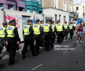 Cops out in full force at Notting Hill Carnival Sunday, 60th anniversary year.
