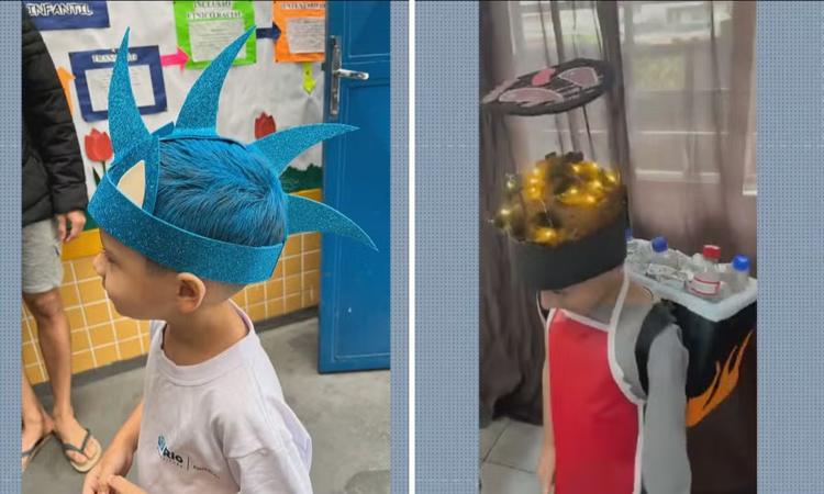 Cabelo maluco tem penteados de frango assado, dinossauros e pista de corrida em escolas do Rio