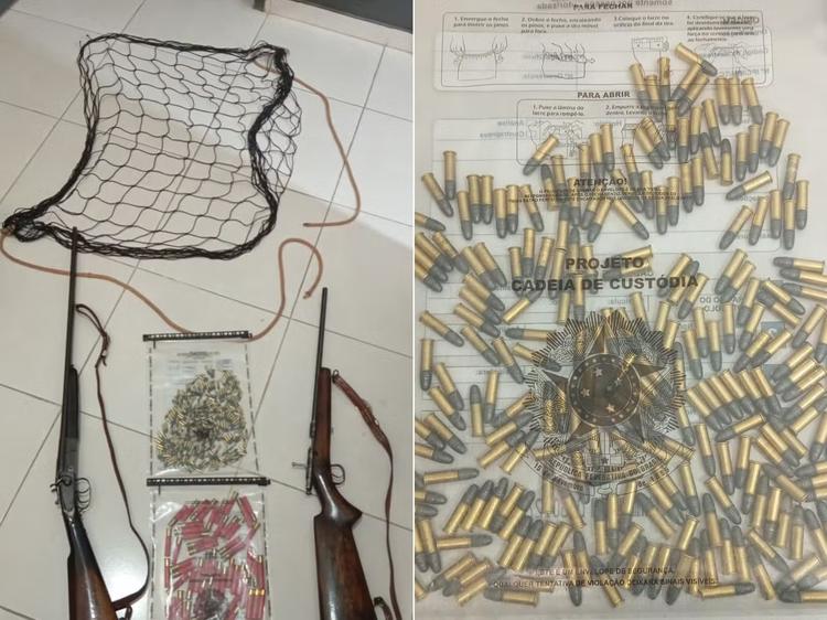 Homem é preso com armas e 285 munições após denúncia de caça ilegal em Ataléia
