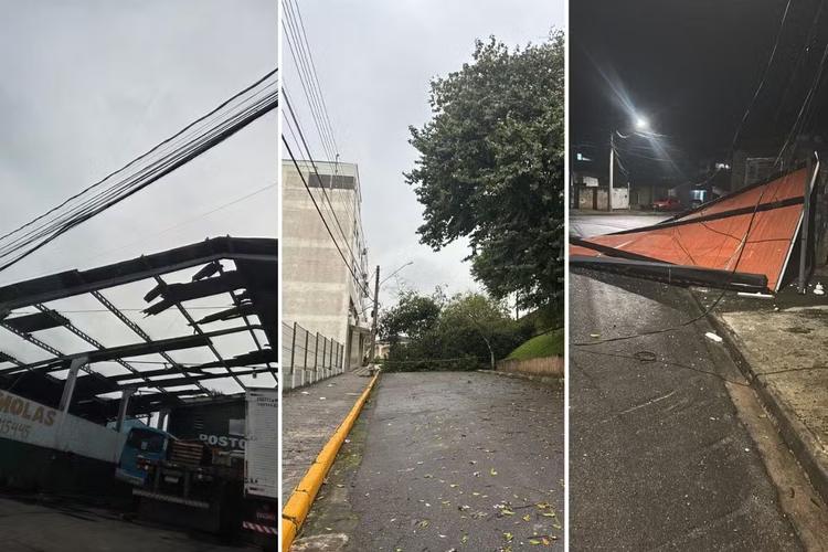 Frente fria provoca chuva forte e raios no litoral de SP e Vale do Ribeira; VÍDEO