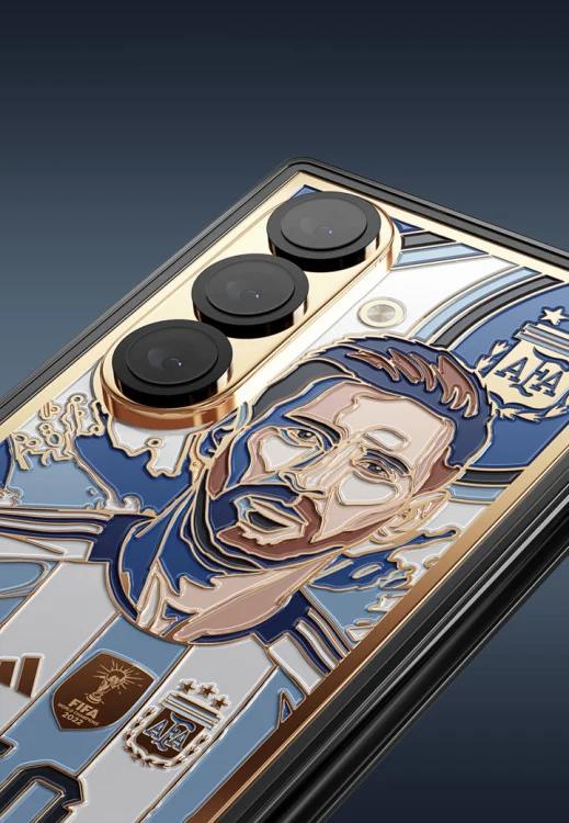 lionel messi design on back of galaxy z fold 8 ultra by caviar