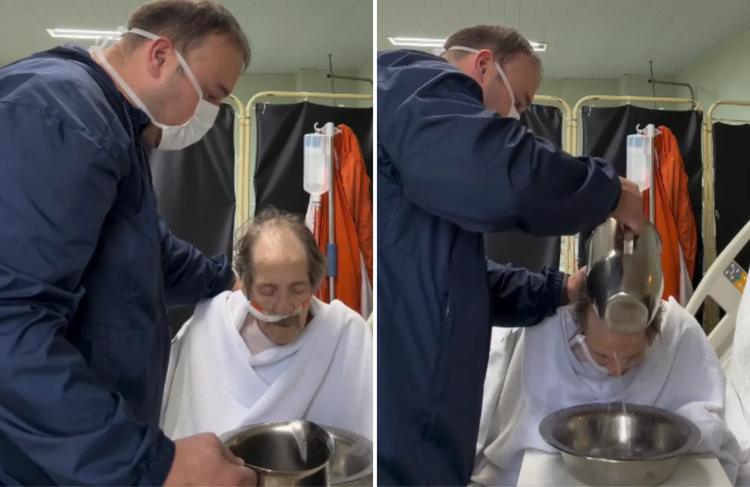 Pastor batiza homem internado por 3 meses e sem previsão de alta: ‘Realizou seu sonho’