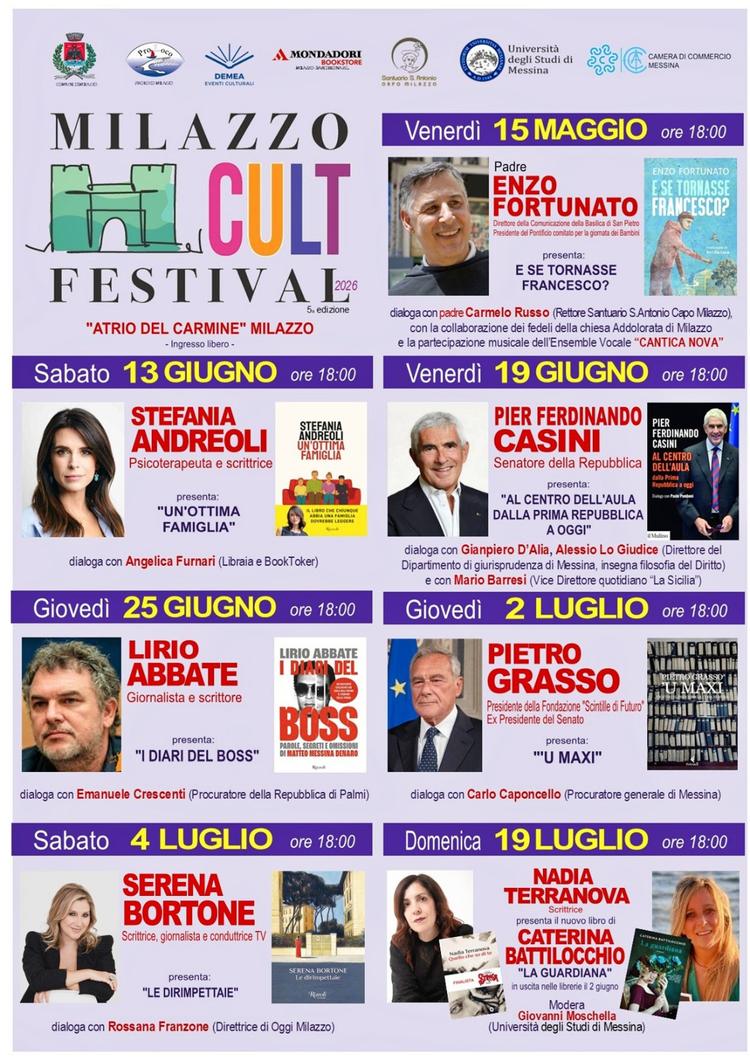 MilazzoCultFestival, nuovo appuntamento il 13 giugno con Stefania Andreoli. Il programma
