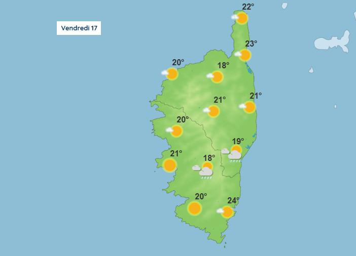 Météo pour ce vendredi 17 avril 2026 en Corse