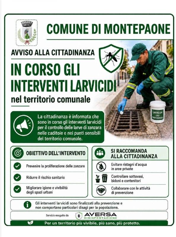 Sono in corso l intervento larvicida nel territorio comunale di Montepaone