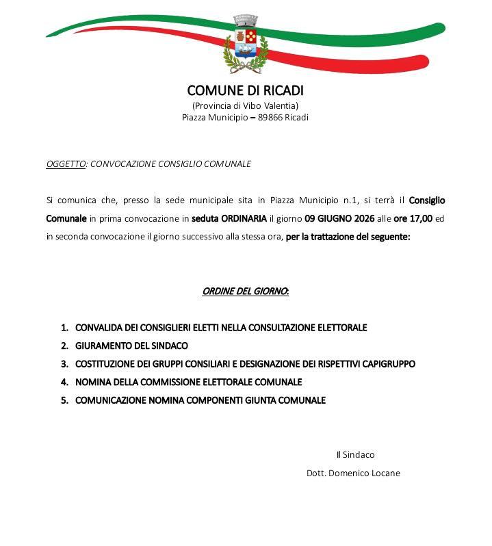 Convocazione consiglio comunale