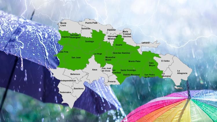 COE mantiene alerta verde en 14 provincias y el Distrito Nacional por lluvias y tormentas