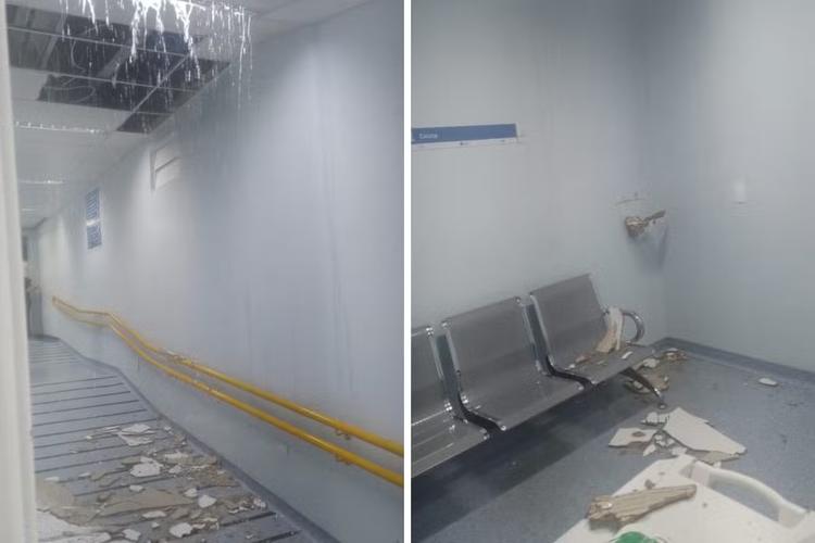 Rompimento de tubulação derruba parte do forro no Hospital Mário Gatti em Campinas