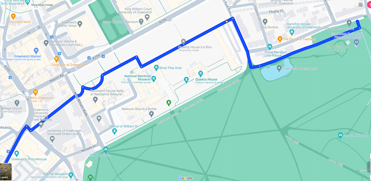 Part 21 of the Crystal Palace Cycle route passed the National Maritime Museum and Queen's House into Greenwich Park