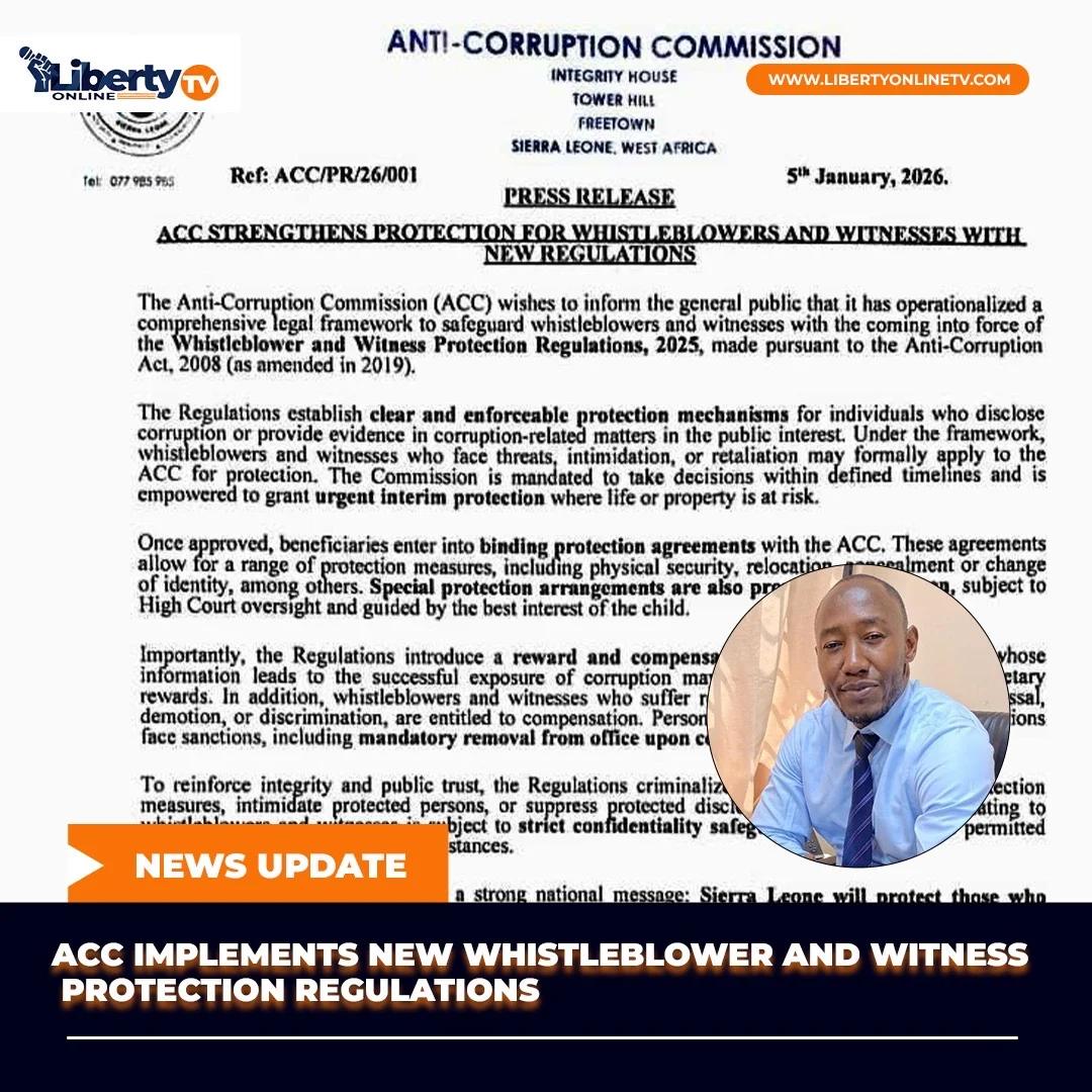 ACC IMPLEMENTS NEW WHISTLEBLOWER AND WITNESS PROTECTION REGULATIONS