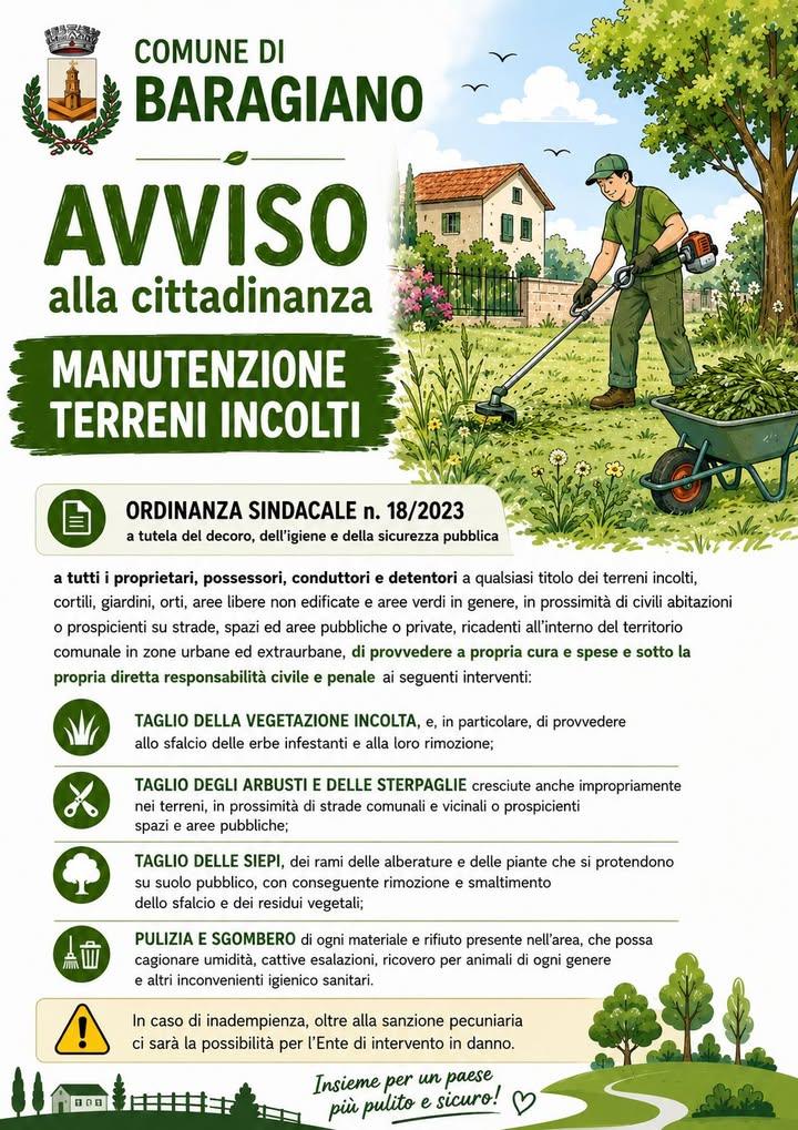 Al fine di garantire il decoro urbano, la sicurezza pubblica e la tutela dell’igiene ambientale, è obbligatorio provvede...