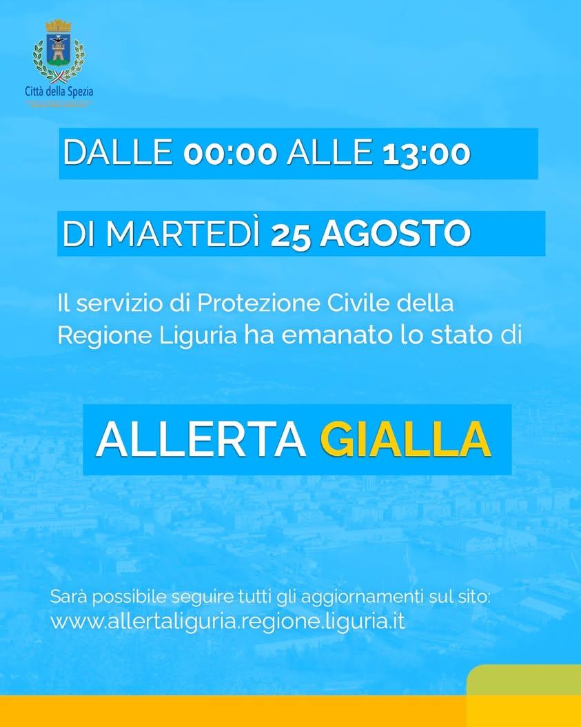 🟡 Il servizio di Protezione Civile della Regione Liguria ha emanato lo stato di Allerta GIALLA dalle ore 00:00 alle ore...
