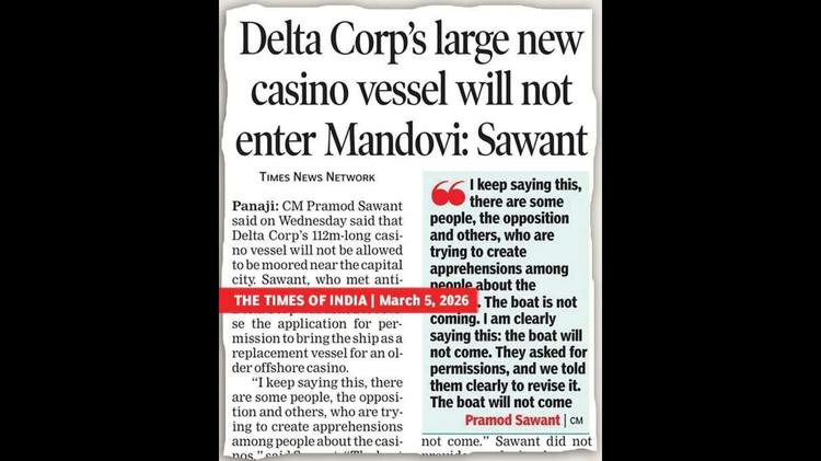 Goa CM gave nod for 112m casino vessel despite CoP concerns: RTI
