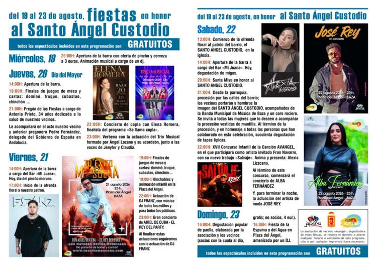 La música vuelve a protagonizar las Fiestas del Santo Ángel Custodio que organiza Avangel del 19 al 23 de agosto