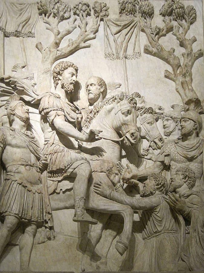 Relief from honorary monument to Marcus Aurelius representing the submission of the Germans.