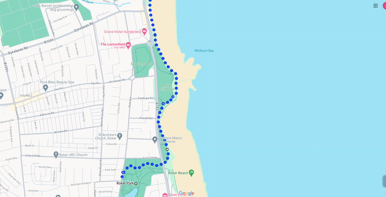 Part 1 of the 18km Seaside Newcastle Run from Roker Park, passed Roker Beach and Roker Cliff Park