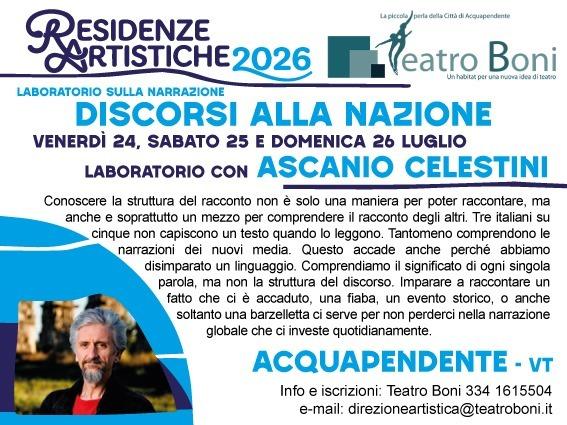 🎭RESIDENZE ARTISTICHE - DISCORSI ALLA NAZIONE 🎭 Come nascono le storie? E perché saperle raccontare è così importante?...