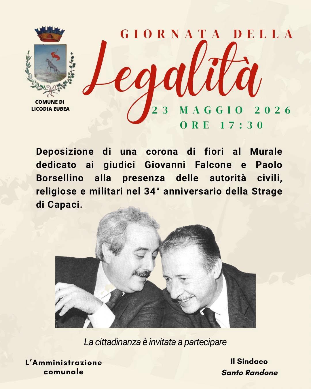 👨‍⚖️🎗️ 𝗚𝗶𝗼𝗿𝗻𝗮𝘁𝗮 𝗱𝗲𝗹𝗹𝗮 𝗹𝗲𝗴𝗮𝗹𝗶𝘁𝗮̀ - 𝟮𝟯 𝗺𝗮𝗴𝗴𝗶𝗼 𝟮𝟬𝟮𝟲 🫂💐Deposizione di una corona di fio...