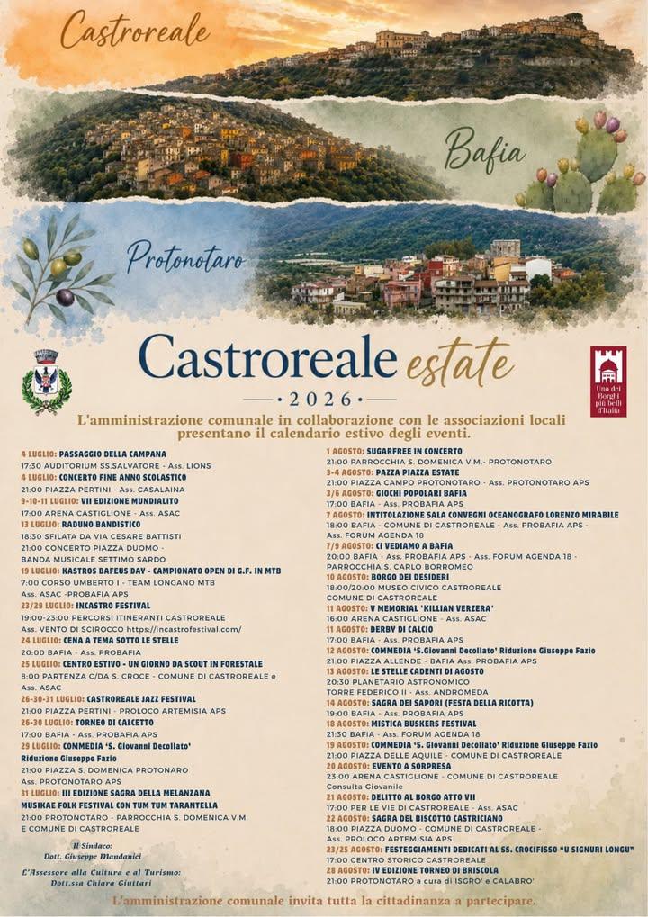 🌞 CASTROREALE ESTATE 2026 🌞 L’estate a Castroreale è pronta a prendere vita con un calendario ricco di appuntamenti pe...