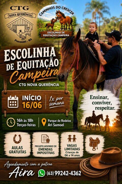 CTG Nova Querência de Panambi promove Escolinha de Equitação Campeira