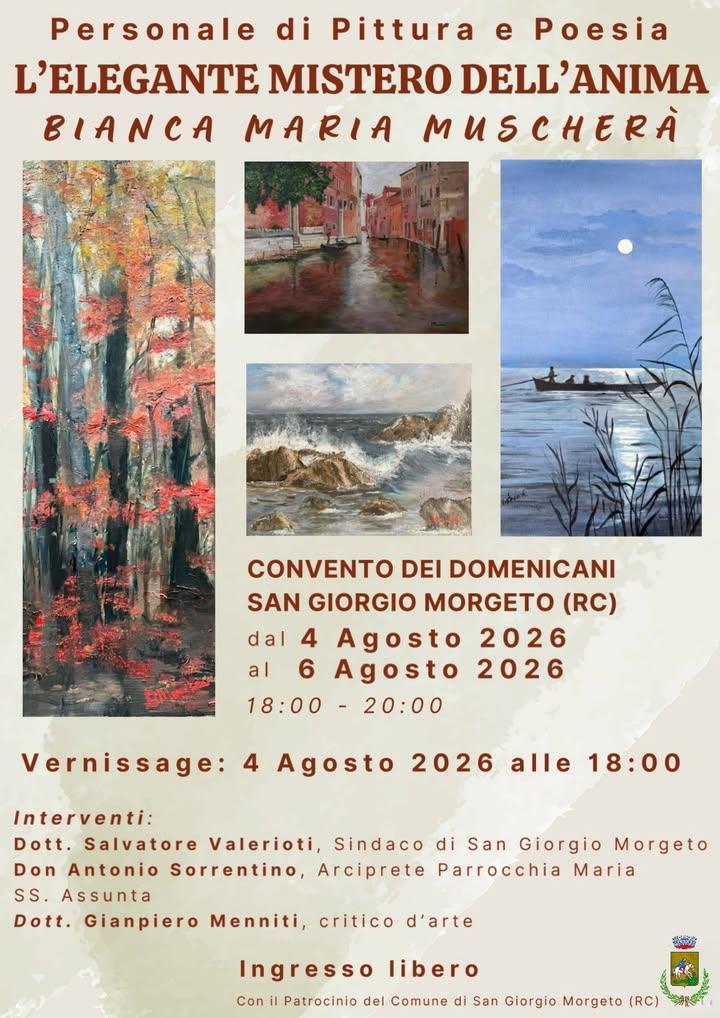 Questa sera ore 18 vernissage dell'artista Bianca Maria Muscherà. Vi aspettiamo al Convento dei Domenicani. ☀️