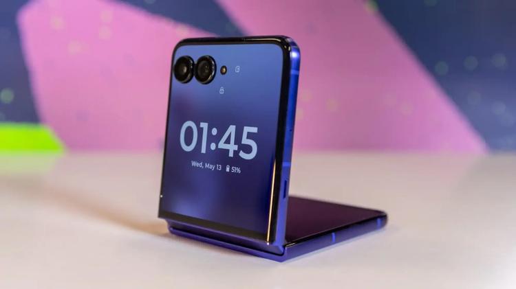 Motorola Razr Ultra partially folded on a table