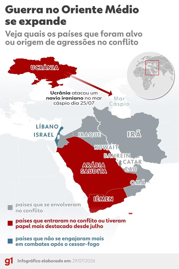 MAPA: nova escalada da guerra faz conflito entre EUA e Irã se alastrar para além do Estreito de Ormuz