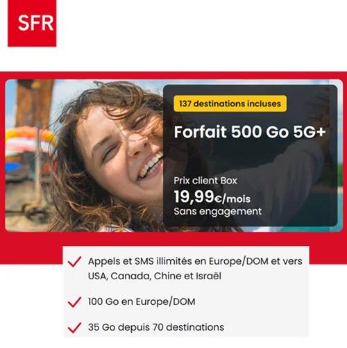 🔗 (clients) SFR, forfait Voyage illimité/500Go à 20€/mois