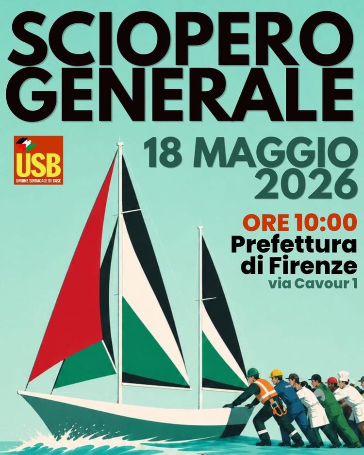Sciopero Usb, sit-in sotto prefettura Firenze per Palestina e contro guerra