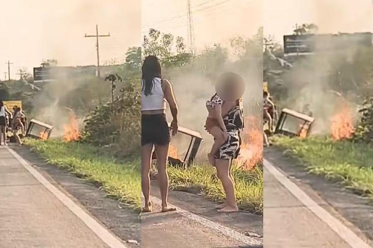 Vídeo: churrasqueira cai de carro e provoca incêndio às margens da MT-251