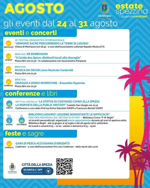 🥳 Estate spezzina: gli eventi dal 24 al 31 agosto! 🗓️ La Spezia vi aspetta con un calendario tutto da scoprire: eventi...
