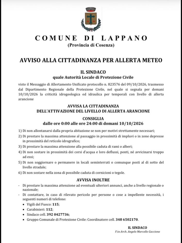 Comune di Lappano Posted