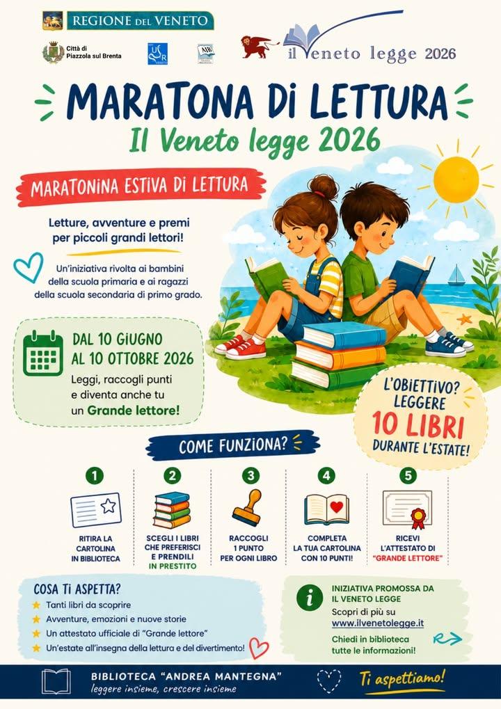 📚☀️ MARATONINA ESTIVA DI LETTURA – IL VENETO LEGGE 2026 ☀️📚 L'estate è il momento perfetto per vivere nuove avventure....