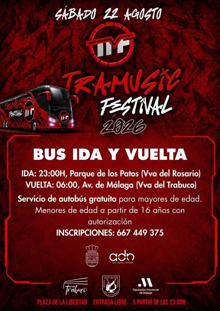 🚌 Bus gratuito Tramusic Festival 🎉 El próximo sábado 22 de agosto, el Ayuntamiento pondrá a disposición de los vecinos...