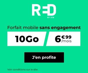🔖 Red by SFR, forfait illimité/10Go à 7€/mois