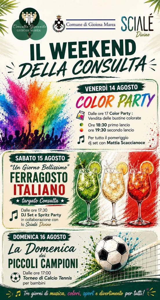 🔥 UN WEEKEND, INFINITE EMOZIONI. 🔥 Gioiosa Marea si prepara a vivere Il Weekend con la Consulta Giovanile 💚 🌈 14 AGO...