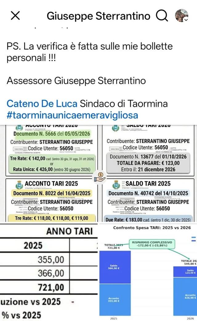 La riduzione delle tariffe TARI per il 2026, annunciata dall’Amministrazione comunale di Taormina e approvata dal Consig...