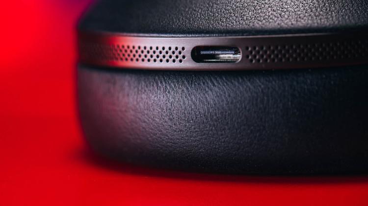 close-up of usb-c port on px8 s2 headphones