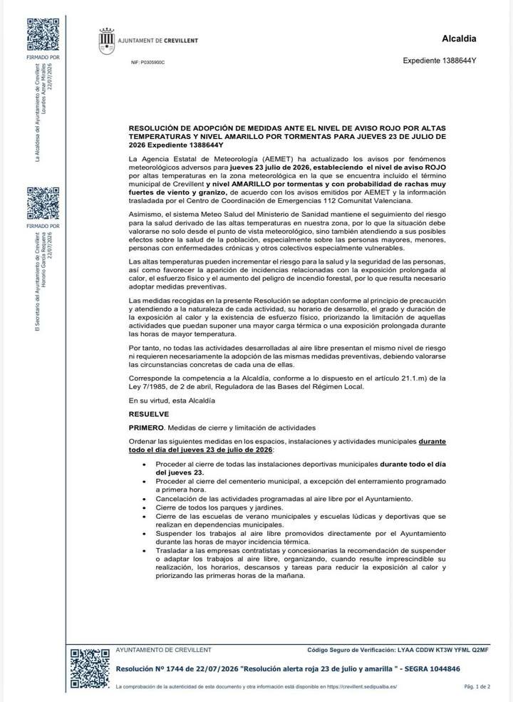 MEDIDAS PREVENTIVAS POR ALTAS TEMPERATURAS Y TORMENTAS