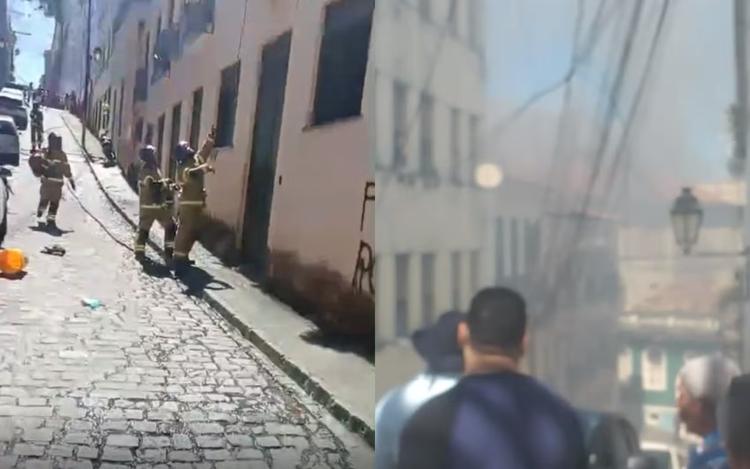 Incêndio atinge casarão no Centro Histórico de Salvador e quatro famílias precisam deixar imóvel