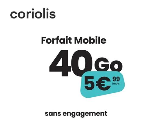 🔖 Coriolis Telecom, forfait illimité/40Go à 6€/mois