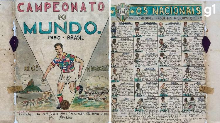 Criador da camisa 'canarinho' da Seleção fez caderno com crônicas de jogos e desenhos de lances da Copa de 1950 só ouvindo pelo rádio; veja